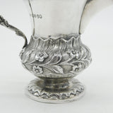 Victorian Sterling Silver Snake Handle Floral Cream Jug Antique 1839 London