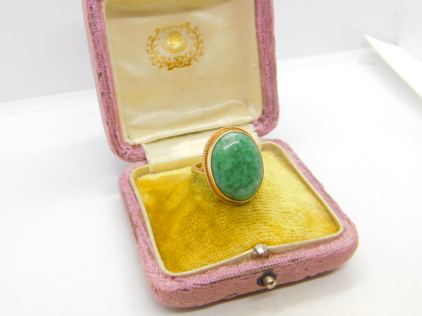 9ct Yellow Gold Large Cabochon Turquoise Statement Ring 1970 Birmingham Vintage