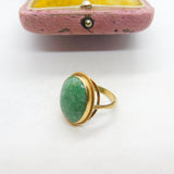 9ct Yellow Gold Large Cabochon Turquoise Statement Ring 1970 Birmingham Vintage