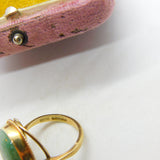 9ct Yellow Gold Large Cabochon Turquoise Statement Ring 1970 Birmingham Vintage