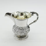 Victorian Sterling Silver Snake Handle Floral Cream Jug Antique 1839 London