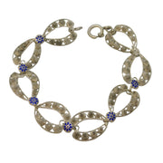 Scandinavian 835 Silver & Enamel Floral Filigree Panel Bracelet Antique c1920