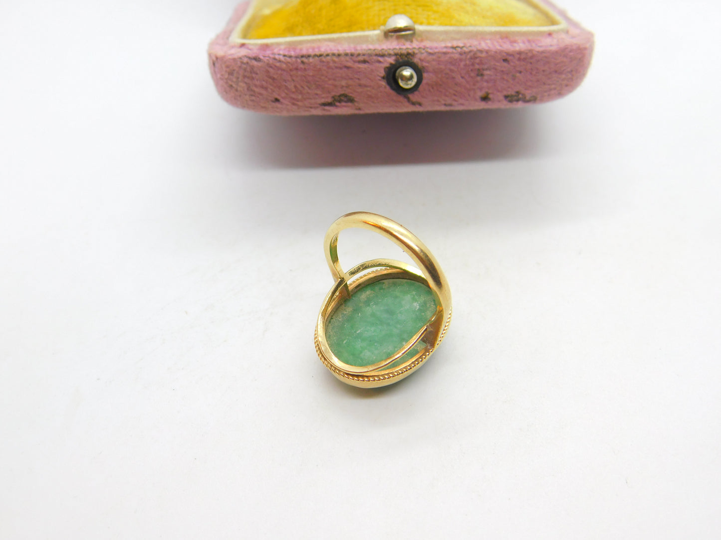 9ct Yellow Gold Large Cabochon Turquoise Statement Ring 1970 Birmingham Vintage