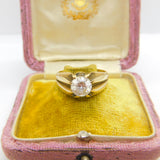 9ct Yellow Gold Large Gents Solitaire Ring with Paste Stone Vintage c1970
