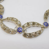 Scandinavian 835 Silver & Enamel Floral Filigree Panel Bracelet Antique c1920
