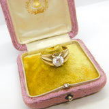 9ct Yellow Gold Large Gents Solitaire Ring with Paste Stone Vintage c1970