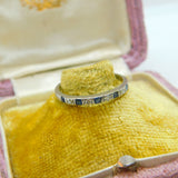 18ct White Gold Sapphire & Diamond Half-Eternity Ring Antique c1920 Art Deco