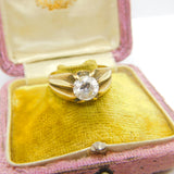9ct Yellow Gold Large Gents Solitaire Ring with Paste Stone Vintage c1970