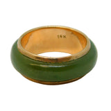14ct Rose Gold & Green Jade Set Eternity Dress Ring Vintage c1960
