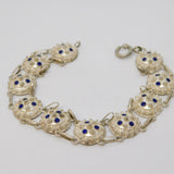 Scandinavian 835 Silver & Enamel Filigree Pattern Bracelet Antique c1920 Deco