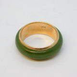 14ct Rose Gold & Green Jade Set Eternity Dress Ring Vintage c1960