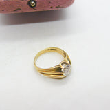 9ct Yellow Gold Large Gents Solitaire Ring with Paste Stone Vintage c1970
