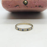 18ct White Gold Sapphire & Diamond Half-Eternity Ring Antique c1920 Art Deco