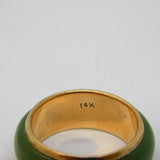 14ct Rose Gold & Green Jade Set Eternity Dress Ring Vintage c1960