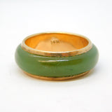 14ct Rose Gold & Green Jade Set Eternity Dress Ring Vintage c1960