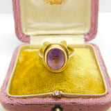 9ct Yellow Gold & Purple Amethyst Dress Ring 1973 Vintage Birmingham