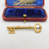 9ct Yellow Gold 21st Birthday Key Brooch Pin Antique 1948 Chester