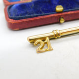 9ct Yellow Gold 21st Birthday Key Brooch Pin Antique 1948 Chester