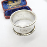 Victorian Sterling Silver 'Grace' Name Napkin Ring 1901 Birmingham Antique