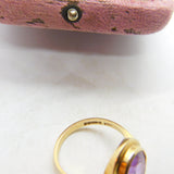 9ct Yellow Gold & Purple Amethyst Dress Ring 1973 Vintage Birmingham