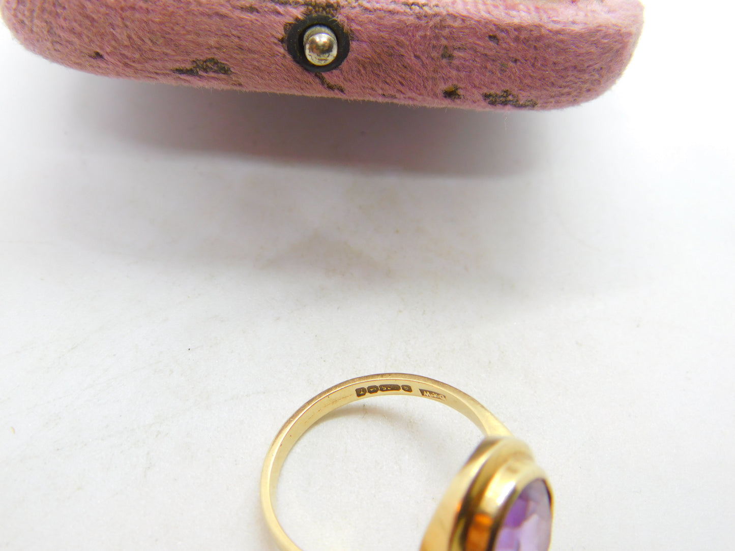 9ct Yellow Gold & Purple Amethyst Dress Ring 1973 Vintage Birmingham