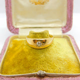 18ct Yellow Gold Starburst 'Gypsy' Ring with 0.2ct Diamond Antique c1900