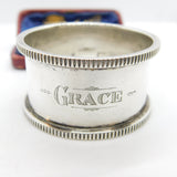 Victorian Sterling Silver 'Grace' Name Napkin Ring 1901 Birmingham Antique