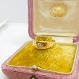 18ct Yellow Gold Starburst 'Gypsy' Ring with 0.2ct Diamond Antique c1900