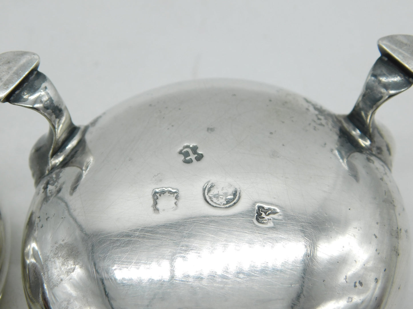 George II Sterling Silver Pair of Paw Foot Salt Cellars Antique 1754 London