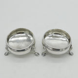 George III Pair of Sterling Silver Paw Foot Salt Cellars Antique 1770 London