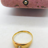 18ct Yellow Gold Starburst 'Gypsy' Ring with 0.2ct Diamond Antique c1900