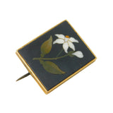 19th Century 15ct Gold Mounted Pietra Dura Lily Flower Brooch Antique c1880