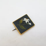 19th Century 15ct Gold Mounted Pietra Dura Lily Flower Brooch Antique c1880