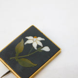19th Century 15ct Gold Mounted Pietra Dura Lily Flower Brooch Antique c1880