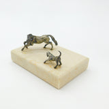 Bronze On Marble Base Sculpture Horse & Hound Vintage c1970 Silvered Bronze