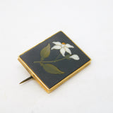 19th Century 15ct Gold Mounted Pietra Dura Lily Flower Brooch Antique c1880