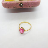 Edwardian 9ct Yellow Gold & Pink Topaz Solitaire Ring Antique c1910