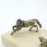 Bronze On Marble Base Sculpture Horse & Hound Vintage c1970 Silvered Bronze