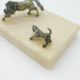 Bronze On Marble Base Sculpture Horse & Hound Vintage c1970 Silvered Bronze