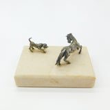 Bronze On Marble Base Sculpture Horse & Hound Vintage c1970 Silvered Bronze