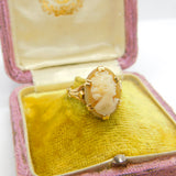 9ct Yellow Gold Carved Shell Cameo Dress Ring Mid-Century c1950