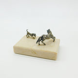 Bronze On Marble Base Sculpture Horse & Hound Vintage c1970 Silvered Bronze