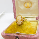 9ct Yellow Gold Carved Shell Cameo Dress Ring Mid-Century c1950