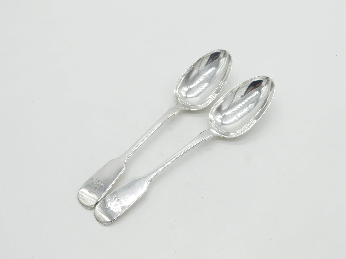 William IV Pair of Sterling Silver Lion Crest Serving Spoons Antique 1835 Exeter