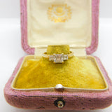 9ct Yellow Gold & White Spinel Set Band Ring Vintage c1990 Birmingham