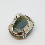 Large Sterling Silver & Carved Labradorite Statement Ring Vintage c1980