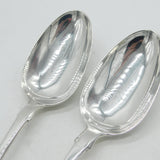 William IV Pair of Sterling Silver Lion Crest Serving Spoons Antique 1835 Exeter
