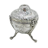 Victorian Sterling Silver Floral Pattern String Box Dispenser Antique 1889 London