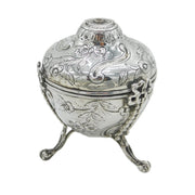 Victorian Sterling Silver Floral Pattern String Box Dispenser Antique 1889 London