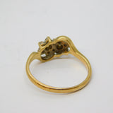 9ct Yellow Gold, Ruby & Diamond Floral Sweetheart Ring Vintage 1987 Birmingham